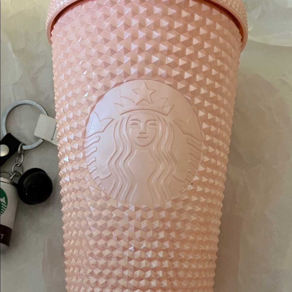 NWT Starbucks Pink Studded Tumbler with Double Shot Keychain - Picture 4 of 6